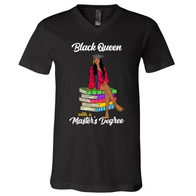 Black Queen With A Masters Degree African Girl Graduation V-Neck T-Shirt