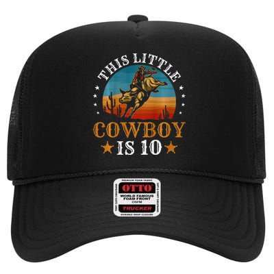 Bull Riding 10th Birthday 10 Year Old Boy Cowboy Rodeo High Crown Mesh Back Trucker Hat