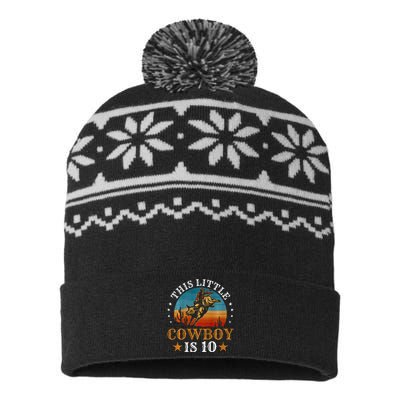 Bull Riding 10th Birthday 10 Year Old Boy Cowboy Rodeo USA-Made Snowflake Beanie