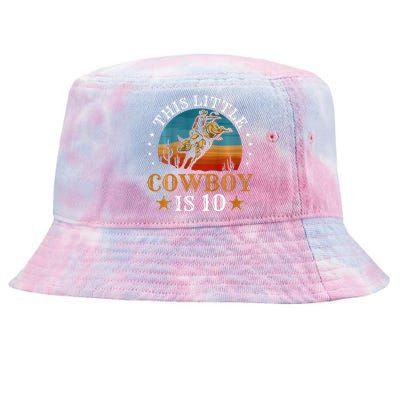 Bull Riding 10th Birthday 10 Year Old Boy Cowboy Rodeo Tie-Dyed Bucket Hat