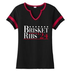 Brisket Ribs 2024 Funny Bbq Barbecue Political Election Ladies Halftime Notch Neck Tee