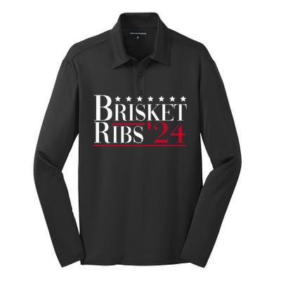 Brisket Ribs 2024 Funny Bbq Barbecue Political Election Silk Touch Performance Long Sleeve Polo