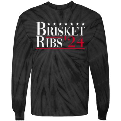 Brisket Ribs 2024 Funny Bbq Barbecue Political Election Tie-Dye Long Sleeve Shirt