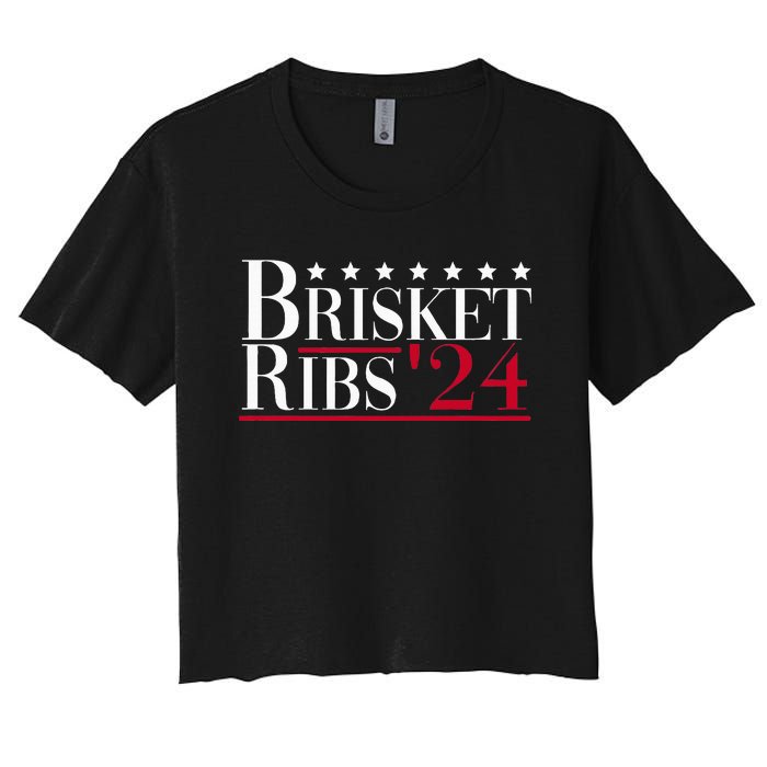 Brisket Ribs 2024 Funny Bbq Barbecue Political Election Women's Crop Top Tee