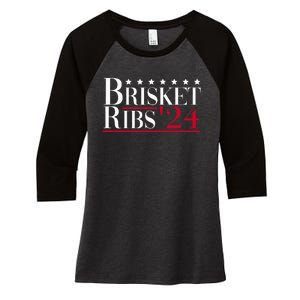 Brisket Ribs 2024 Funny Bbq Barbecue Political Election Women's Tri-Blend 3/4-Sleeve Raglan Shirt