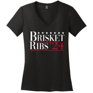 Brisket Ribs 2024 Funny Bbq Barbecue Political Election Women's V-Neck T-Shirt