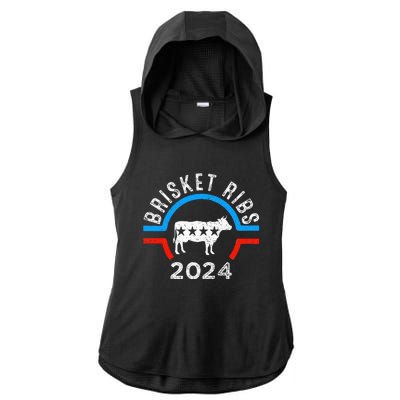 Brisket Ribs 2024 Funny Bbq Grilling Brisket Ribs 2024 Ladies PosiCharge Tri-Blend Wicking Draft Hoodie Tank