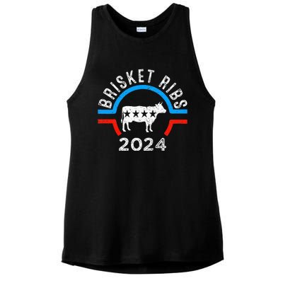 Brisket Ribs 2024 Funny Bbq Grilling Brisket Ribs 2024 Ladies PosiCharge Tri-Blend Wicking Tank