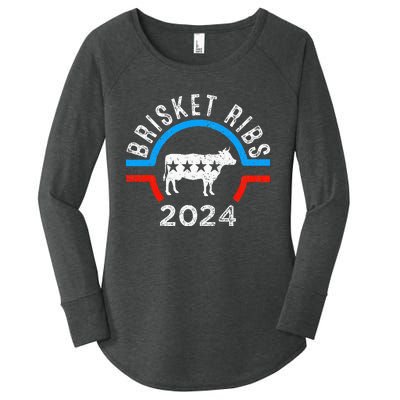 Brisket Ribs 2024 Funny Bbq Grilling Brisket Ribs 2024 Women's Perfect Tri Tunic Long Sleeve Shirt