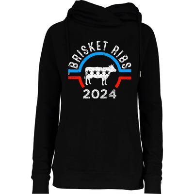 Brisket Ribs 2024 Funny Bbq Grilling Brisket Ribs 2024 Womens Funnel Neck Pullover Hood