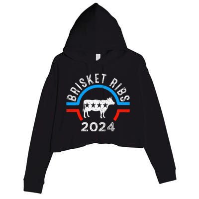 Brisket Ribs 2024 Funny Bbq Grilling Brisket Ribs 2024 Crop Fleece Hoodie