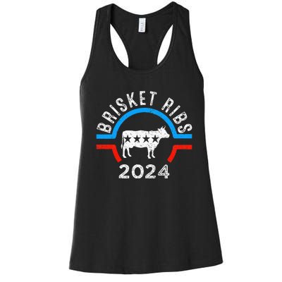 Brisket Ribs 2024 Funny Bbq Grilling Brisket Ribs 2024 Women's Racerback Tank