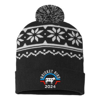 Brisket Ribs 2024 Funny Bbq Grilling Brisket Ribs 2024 USA-Made Snowflake Beanie