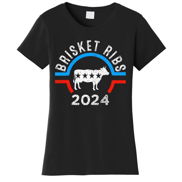 Brisket Ribs 2024 Funny Bbq Grilling Brisket Ribs 2024 Women's T-Shirt