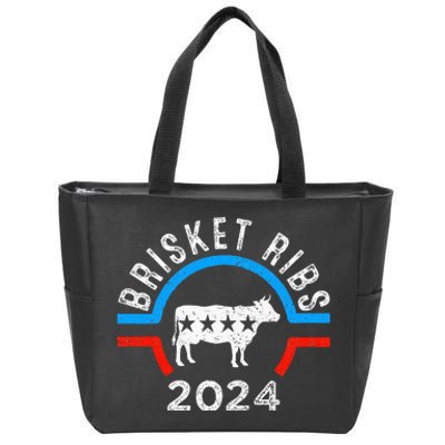 Brisket Ribs 2024 Funny Bbq Grilling Brisket Ribs 2024 Zip Tote Bag