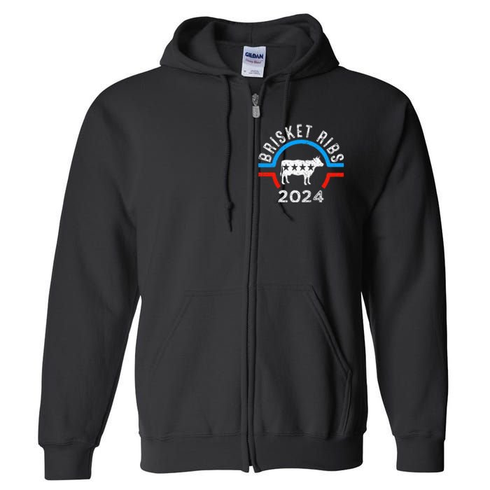 Brisket Ribs 2024 Funny Bbq Grilling Brisket Ribs 2024 Full Zip Hoodie