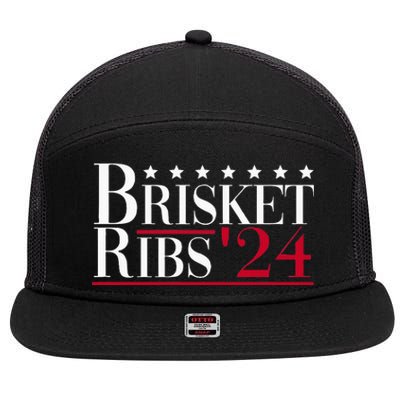 Brisket Ribs 2024 Funny Bbq Barbecue Political Election 7 Panel Mesh Trucker Snapback Hat