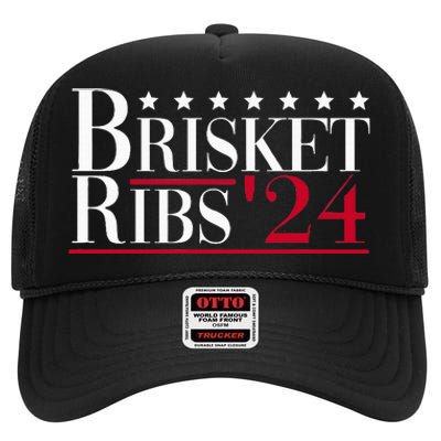 Brisket Ribs 2024 Funny Bbq Barbecue Political Election High Crown Mesh Back Trucker Hat