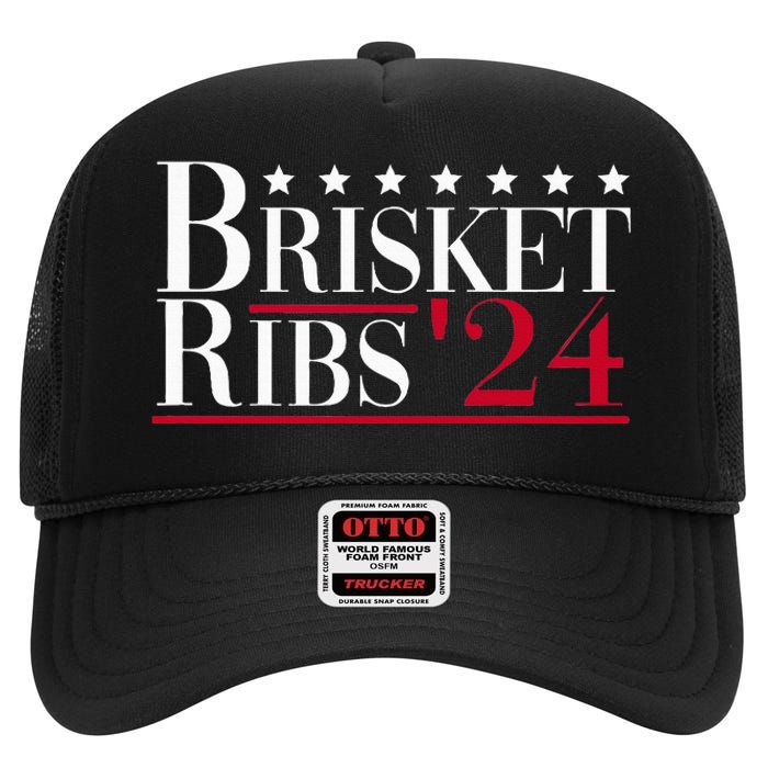 Brisket Ribs 2024 Funny Bbq Barbecue Political Election High Crown Mesh Back Trucker Hat