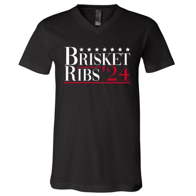 Brisket Ribs 2024 Funny Bbq Barbecue Political Election V-Neck T-Shirt