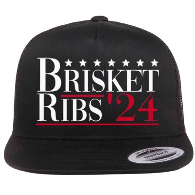 Brisket Ribs 2024 Funny Bbq Barbecue Political Election Flat Bill Trucker Hat