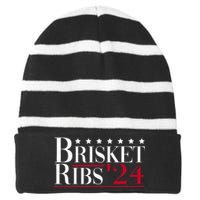 Brisket Ribs 2024 Funny Bbq Barbecue Political Election Striped Beanie with Solid Band