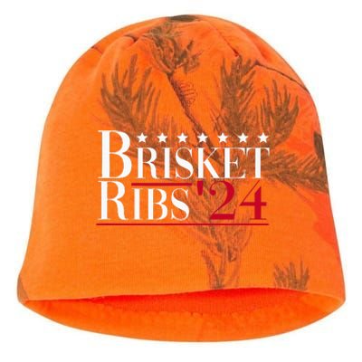 Brisket Ribs 2024 Funny Bbq Barbecue Political Election Kati - Camo Knit Beanie