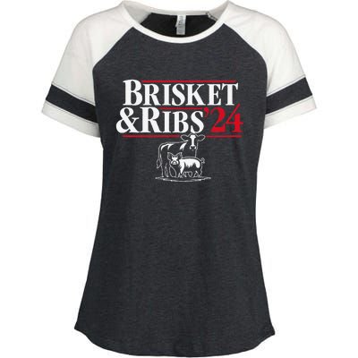 Brisket & Ribs 24 Funny Political Enza Ladies Jersey Colorblock Tee