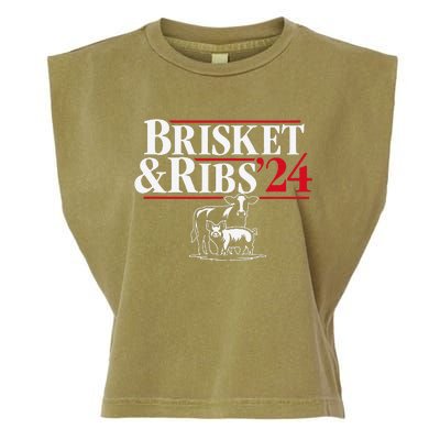 Brisket & Ribs 24 Funny Political Garment-Dyed Women's Muscle Tee