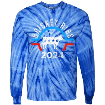 Brisket Ribs 2024 Funny Bbq Grilling Brisket Ribs 2024 Tie-Dye Long Sleeve Shirt