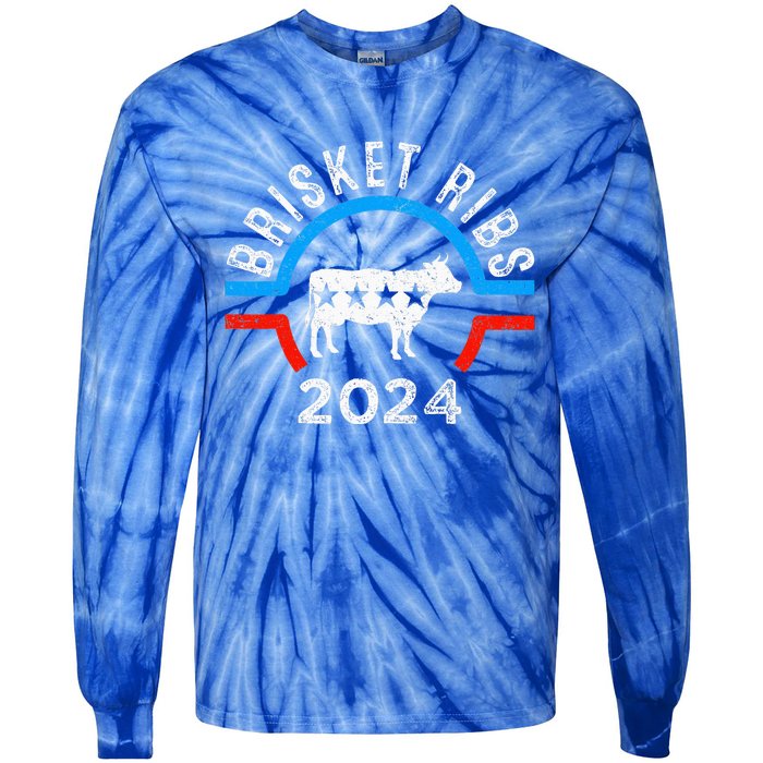 Brisket Ribs 2024 Funny Bbq Grilling Brisket Ribs 2024 Tie-Dye Long Sleeve Shirt