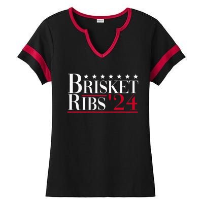 Brisket Ribs 2024 Funny Bbq Barbecue Political Election Ladies Halftime Notch Neck Tee