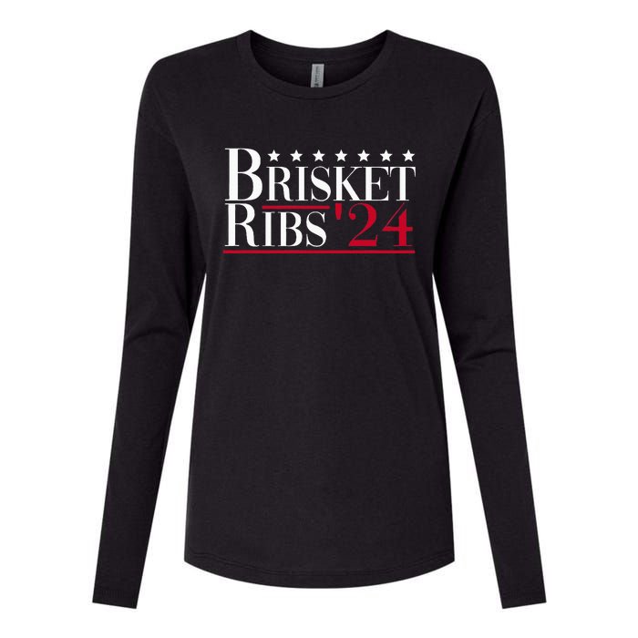 Brisket Ribs 2024 Funny Bbq Barbecue Political Election Womens Cotton Relaxed Long Sleeve T-Shirt