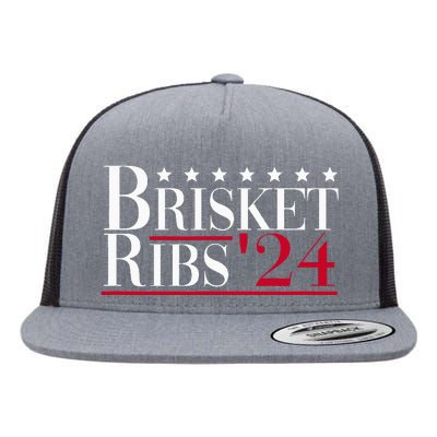 Brisket Ribs 2024 Funny Bbq Barbecue Political Election Flat Bill Trucker Hat