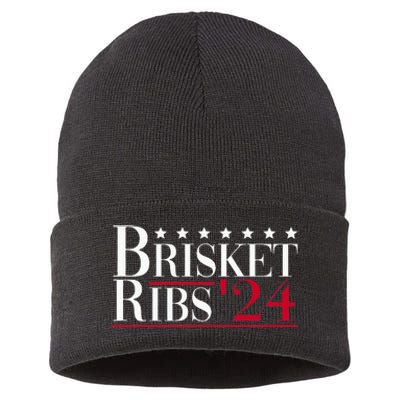 Brisket Ribs 2024 Funny Bbq Barbecue Political Election Sustainable Knit Beanie