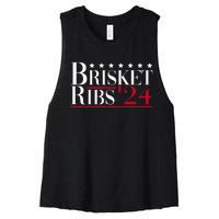 Brisket Ribs 2024 Funny Bbq Barbecue Political Election Women's Racerback Cropped Tank