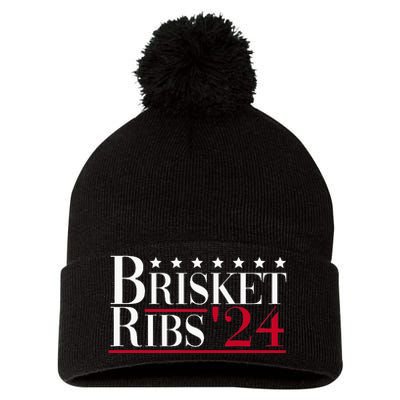 Brisket Ribs 2024 Funny Bbq Barbecue Political Election Pom Pom 12in Knit Beanie