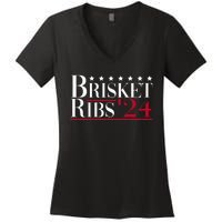 Brisket Ribs 2024 Funny Bbq Barbecue Political Election Women's V-Neck T-Shirt