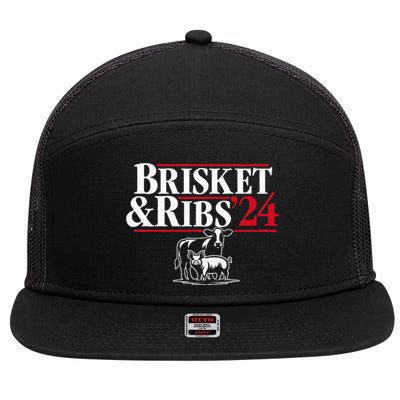 Brisket & Ribs 24 Funny Political 7 Panel Mesh Trucker Snapback Hat