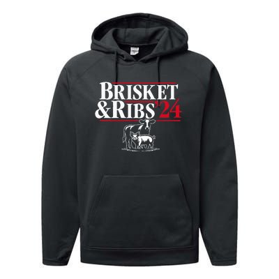 Brisket & Ribs 24 Funny Political Performance Fleece Hoodie