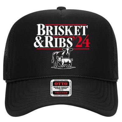 Brisket & Ribs 24 Funny Political High Crown Mesh Back Trucker Hat