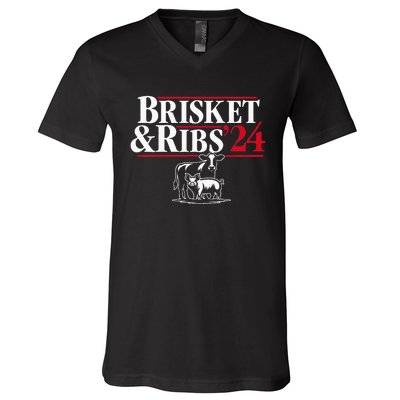 Brisket & Ribs 24 Funny Political V-Neck T-Shirt