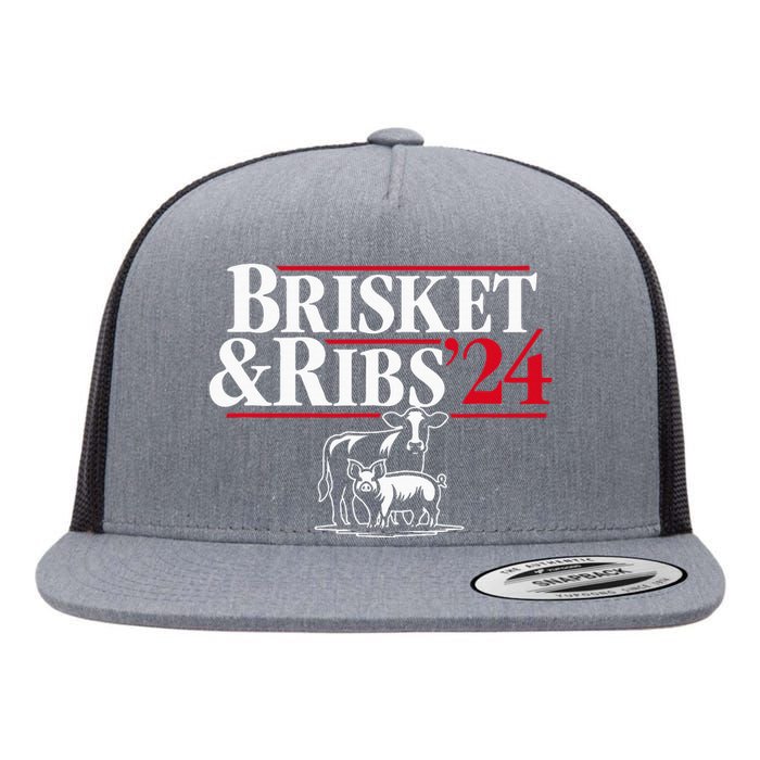 Brisket & Ribs 24 Funny Political Flat Bill Trucker Hat