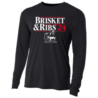 Brisket & Ribs 24 Funny Political Cooling Performance Long Sleeve Crew