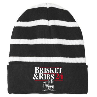 Brisket & Ribs 24 Funny Political Striped Beanie with Solid Band