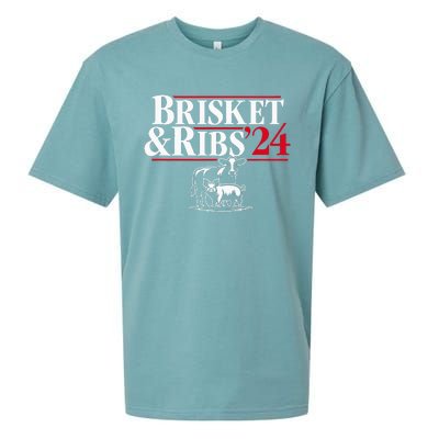 Brisket & Ribs 24 Funny Political Sueded Cloud Jersey T-Shirt