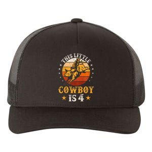 Bull Riding 4th Birthday Boy 4 Year Old Western Cowboy Rodeo Yupoong Adult 5-Panel Trucker Hat