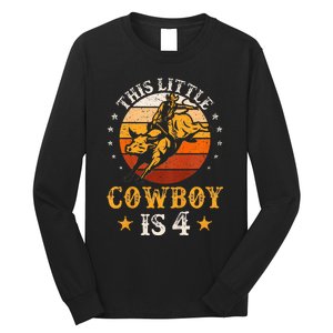 Bull Riding 4th Birthday Boy 4 Year Old Western Cowboy Rodeo Long Sleeve Shirt