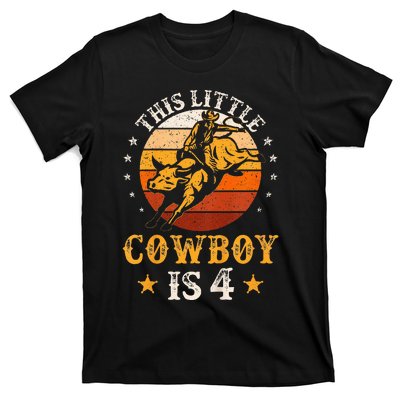 Bull Riding 4th Birthday Boy 4 Year Old Western Cowboy Rodeo T-Shirt