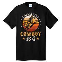 Bull Riding 4th Birthday Boy 4 Year Old Western Cowboy Rodeo Tall T-Shirt